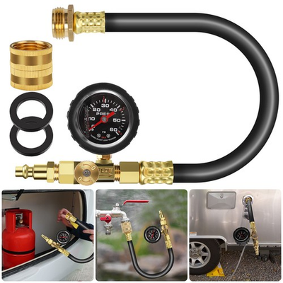 #ad Camper Winterizing Blowout Hose Adapter Kit with 0–60 PSI Pressure Gauge for RV $22.98