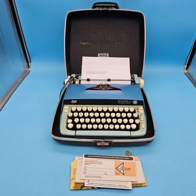 Vtg 60s Smith Corona Super Sterling Portable Typewriter In Case Paperwork