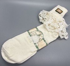 Vtg 80s-90s Women's Ivory Lace Ruffle Frilly Ankle Socks Crochet New Sz XL USA