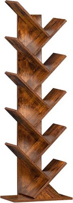 10 Tier Tree Book Shelf,Floor Standing Wood Bookshelf for Narrow Space..