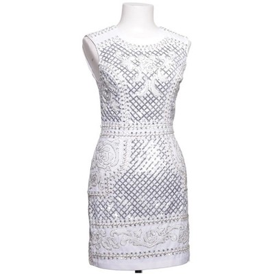 Bebe, Cocktailkleid, Größe: M, Weiß/Silber, Elasthan/Polyester, Print #85B
