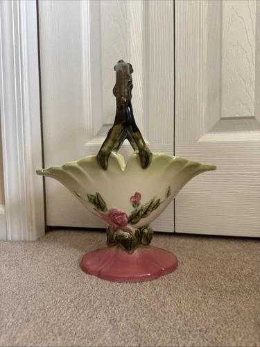 Hull Pottery W-22 Basket 10 1/2" Woodland