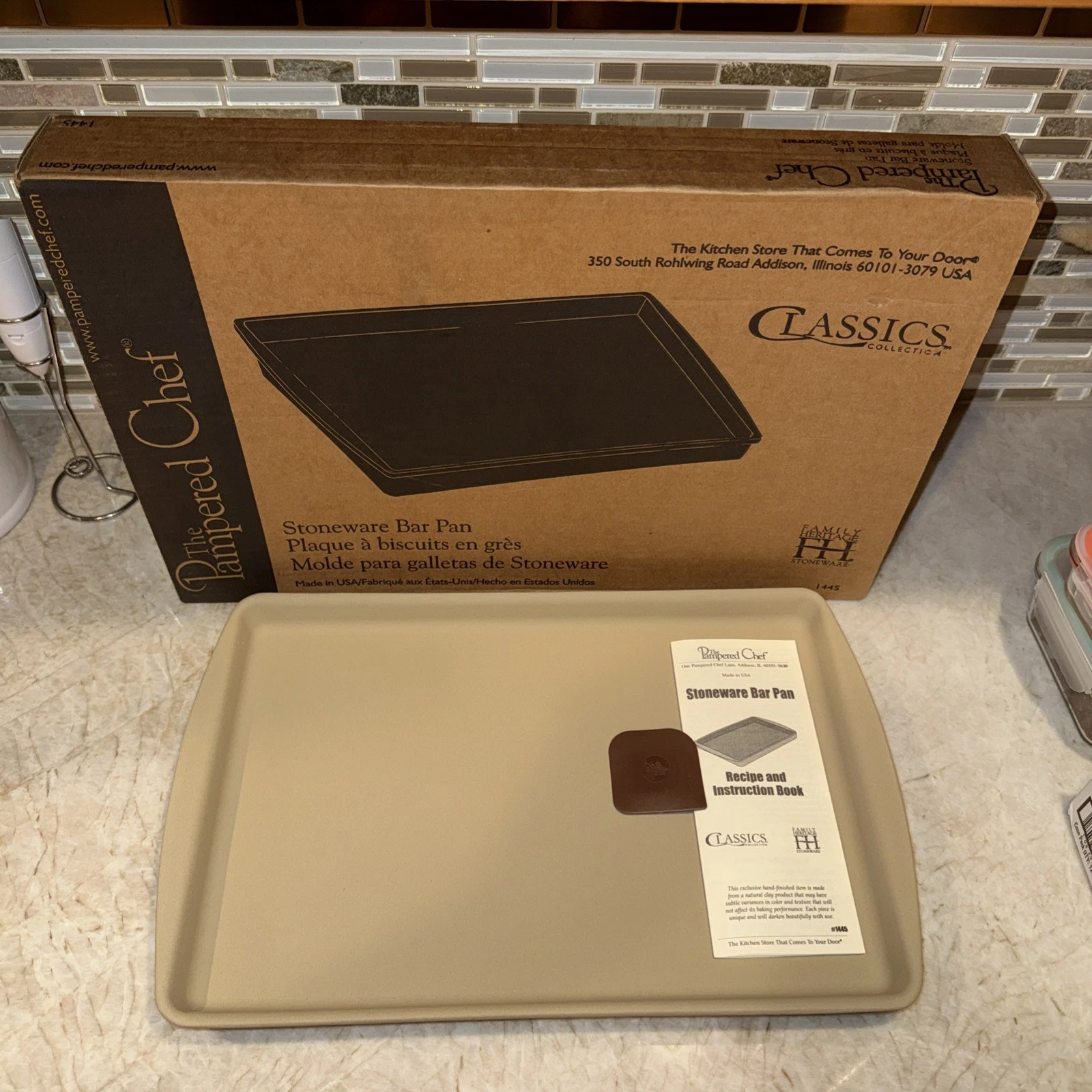 Pampered Chef Classic 1445 Large Bar Pan 11x17 Stone NIB New In Box