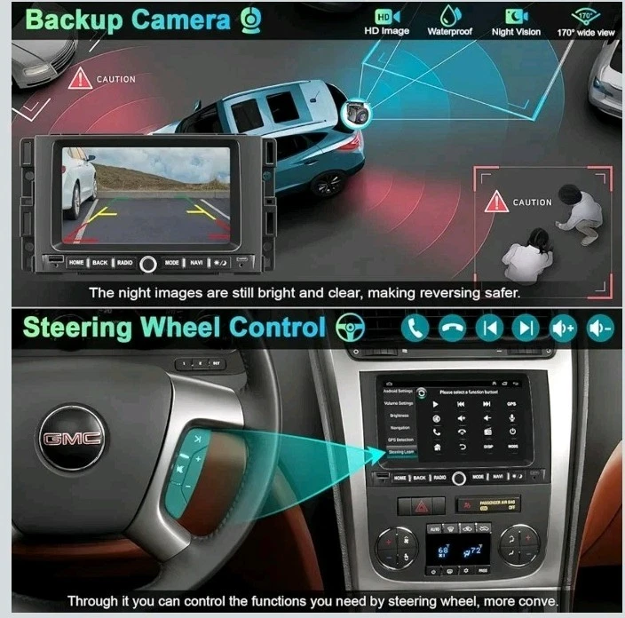 For GMC Chevy Carplay Android 13 Car Stereo Radio GPS Navi WiFi 10inch 32G - Image 3 of 4