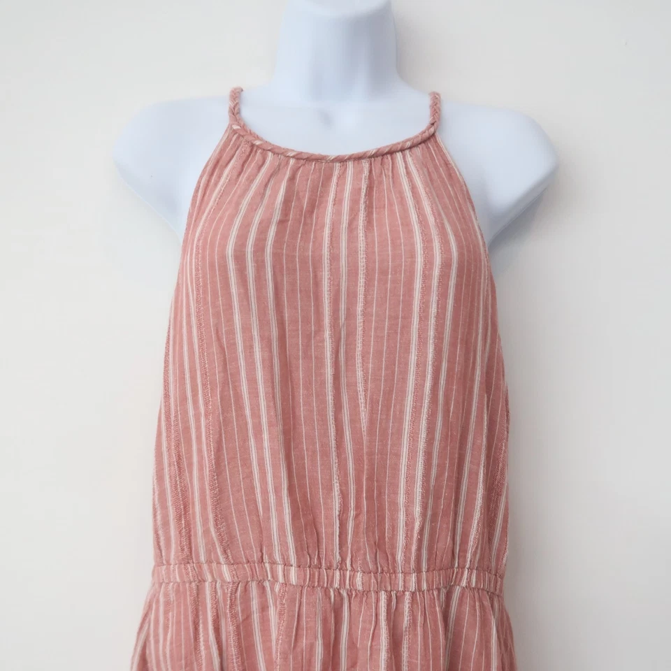 Old Navy Linen Blend Midi Dress Medium Pink Sleeveless Boho Casual Tiered - Image 2 of 4