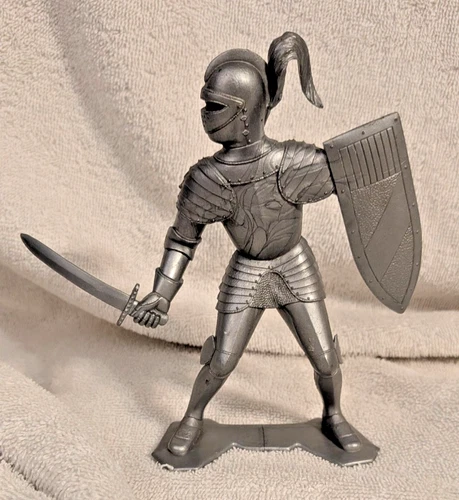 Louis Marx & Co Knight Toy Soldier Vintage 1964 Large 6” Medieval Silver - USED