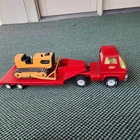 Vintage Tonka Lowboy Flatbed Trailer Semi Truck w/ T6 Dozer Set