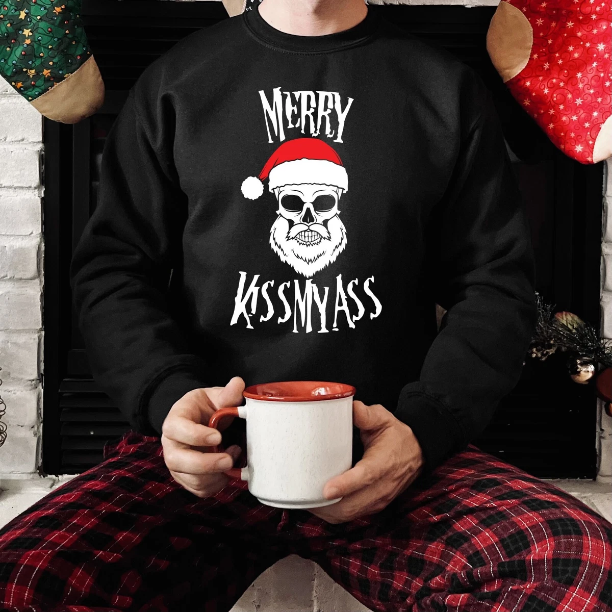 MERRY KISS MY ASS Christmas Jumper Sweatshirt JH030 Sweater Rude Xmas Biker Gift
