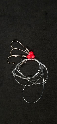 Sea Bass Fishing Hi-Lo Bottom Rig 3 Hook Glow Red Bead Tackle 3/0 Rolling Swivel - Picture 6 of 26