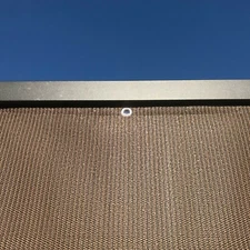 HDPE Custom Sized Sun Shade Cover 3 Side Grommets, Brown, Grommets/12''