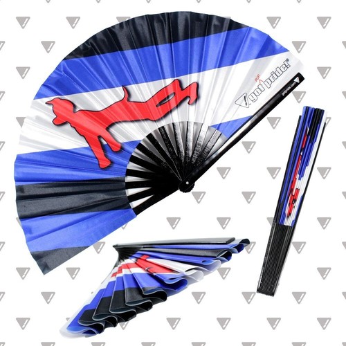 Pup Fetish Leather Pride Flag Large Bamboo Folding Clack Hand Fan LGBT Festival - Picture 2 of 7