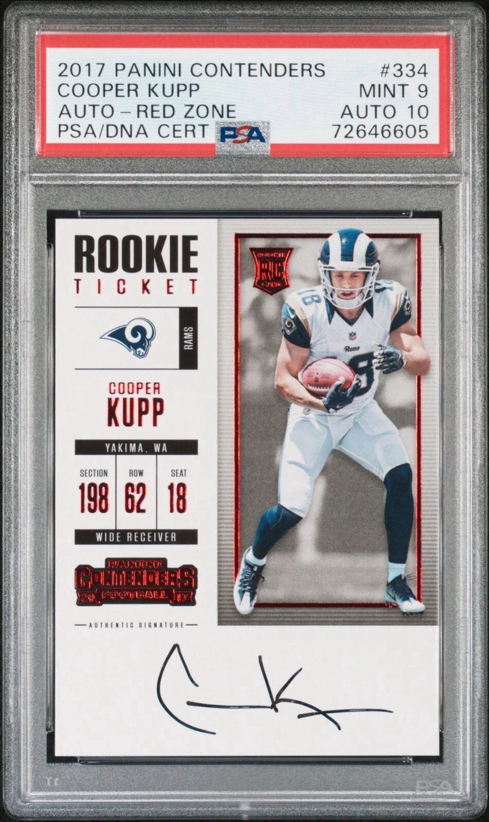 Cooper Kupp Panini Contenders #334 Autograph-Red Zone
