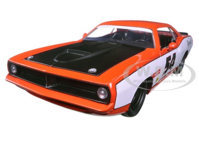 1973 PLYMOUTH BARRACUDA #54 ORANGE 1/24 DIECAST MODEL CAR BY JADA