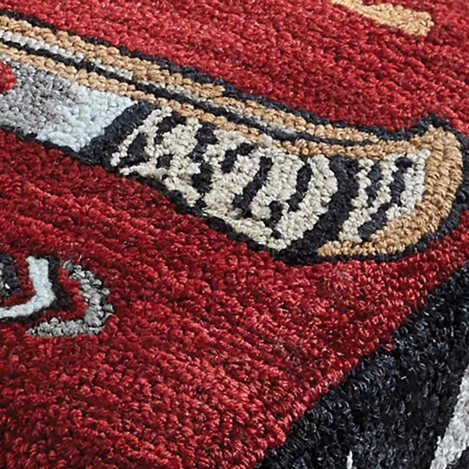 PRIMITIVE COUNTRY CANOE & OARS HOOKED DECORATIVE STOOL By PARK DESIGNS - Image 2 of 2