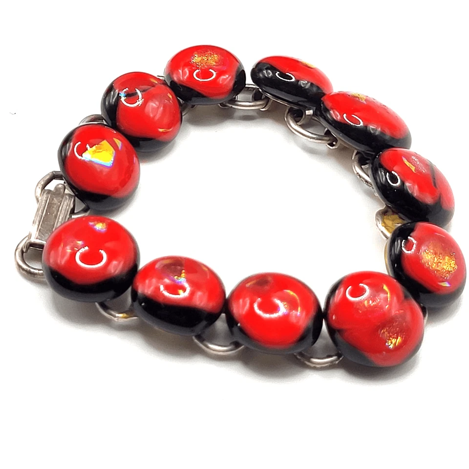 Brazalete artesanal hecho a mano de vidrio soplado de plata de ley de 7 pulgadas Foto 2 de 4