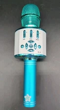 Bluetooth,speaker,lights Multifunction Karaoke Microphone Blue Tested Works 