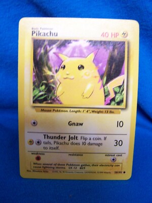 1995 Pikachu Gnaw Pokemon Card 58/102 Rare. Great condition. | eBay