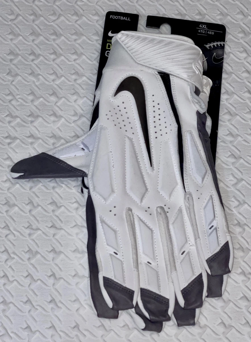 Nike D-Tack 6.0 Football Lineman Gloves White/Black Large