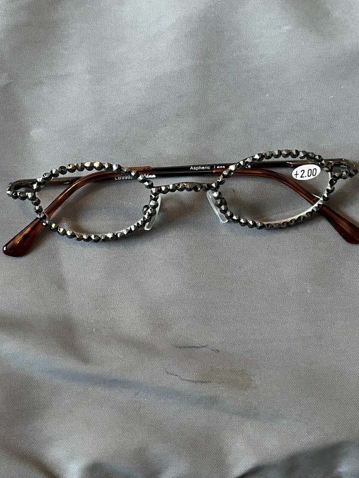 Made with Swarovski Crystal Jeweled Reading Glasses Bling +2.00 Frames