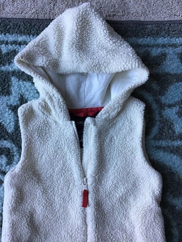 Girls Nautica Size 7 Fleece Vest Ivory Off White Hooded - Picture 2 of 8