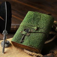 Large grimoire vintage leather journal spell book of shadows handmade notebook