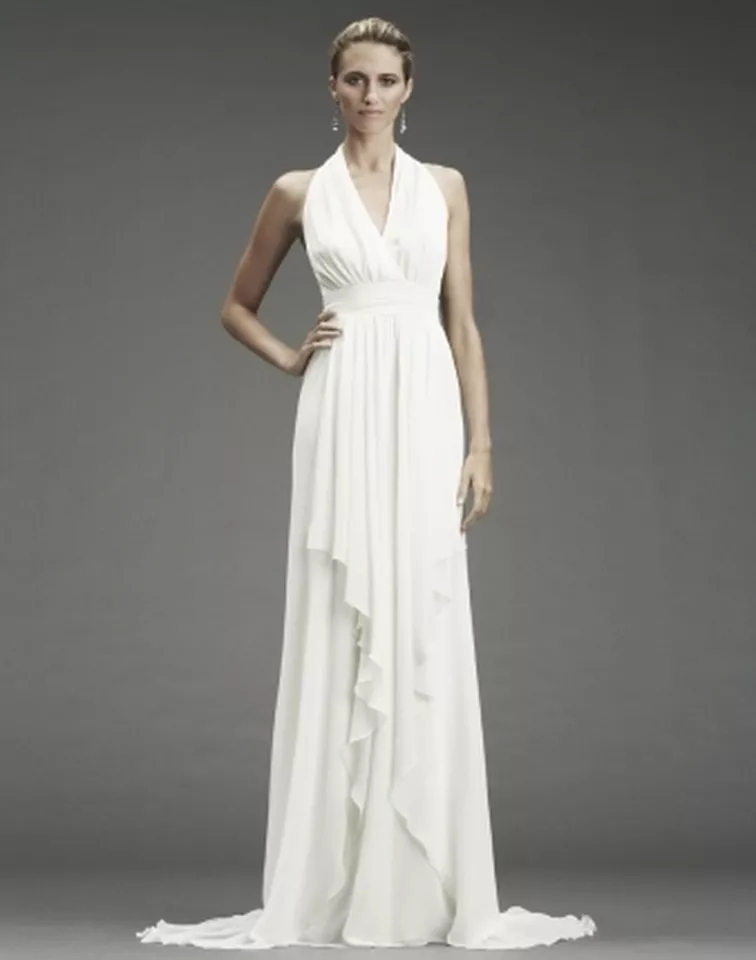 NICOLE MILLER GRECIAN INSPIRED HALTER BRIDAL WEDDING GOWN DRESS 6