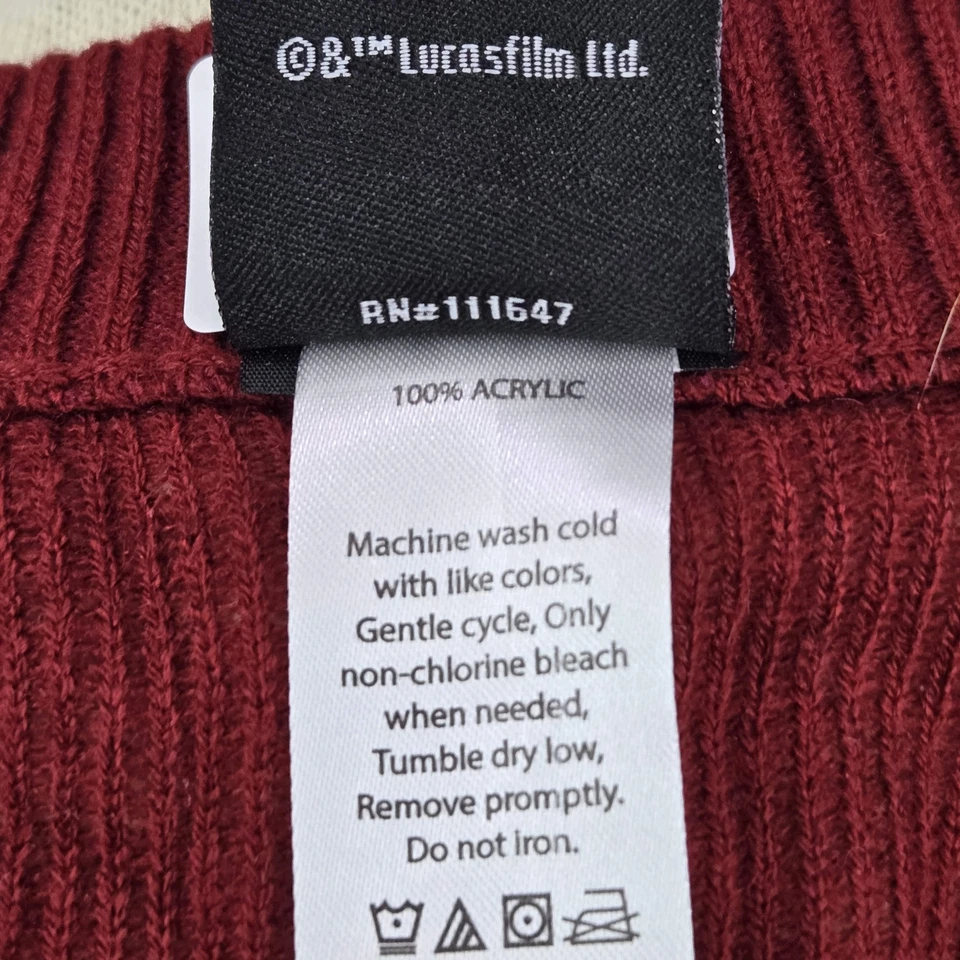 Cárdigan Star Wars Hombre L Borgoña Botón Geométrico Manga Larga Acrílico Foto 3 de 4