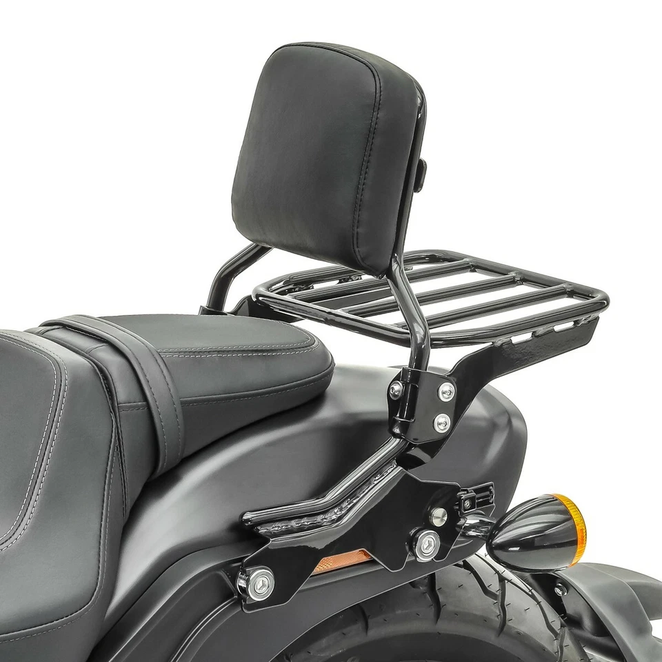 Sissybar für Harley Fat Bob / 114 18-23 R1 mit Gepäckträger und Docking schwarz - Bild 2 von 4