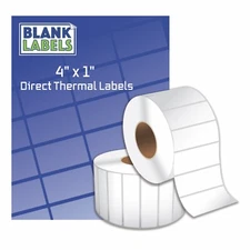 1 Roll of 4" x 1" Labels 1375 Direct Thermal for Zebra or Eltron Printers 1,375