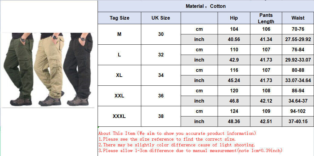 Mens Pants Winter Work Trousers Warm Thermal Fleece Lined Tactical