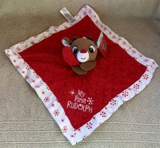 MY FIRST RUDOLPH the Red Nosed Reindeer Christmas Lovey Blanket Baby Rattle NWT
