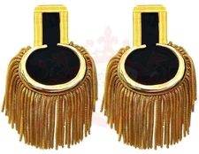 GOLD MOON SHOULDER EPAULETTES, GOLD SPIRAL FRINGE MARCHING BAND EPAULETE