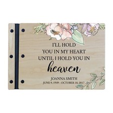 Custom Memorial Funeral Guest Book for Loss of Loved One 12x8 - I'll Hold You In