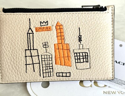 NWT COACH BASQUIAT IVORY/MULTI ZIP CARD CASE C5650 | eBay