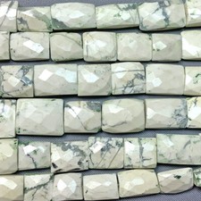 Cream Howlite 8mm 15mm Faceted Rectangle Semi Precious Stone Beads Q1 Strand