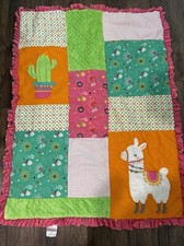 Ricrac  Ruffles Baby Girl Lama/cactus Quilt Minki Backing Baby Bed Quilt