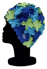 Blue REEF Isla Ladies 3D Flower Petal 3 Colour Swimming Hat Navy Blue Green