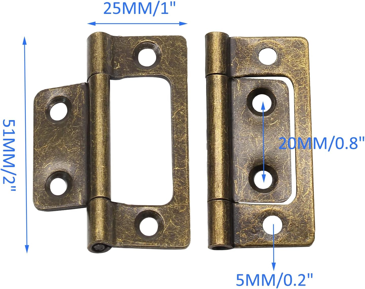 Unlorspy 10PCS NonMortise Hinges, 2"X1"(Lxw) Bifold Door Hinges Heavy