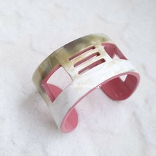 C shaped Buffalo Horn  Lacquer Bangle Bracelet, Vintage Jewelry, Unique Gift635