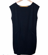 Curations Sz M Shift Dress Black Faux Pockets