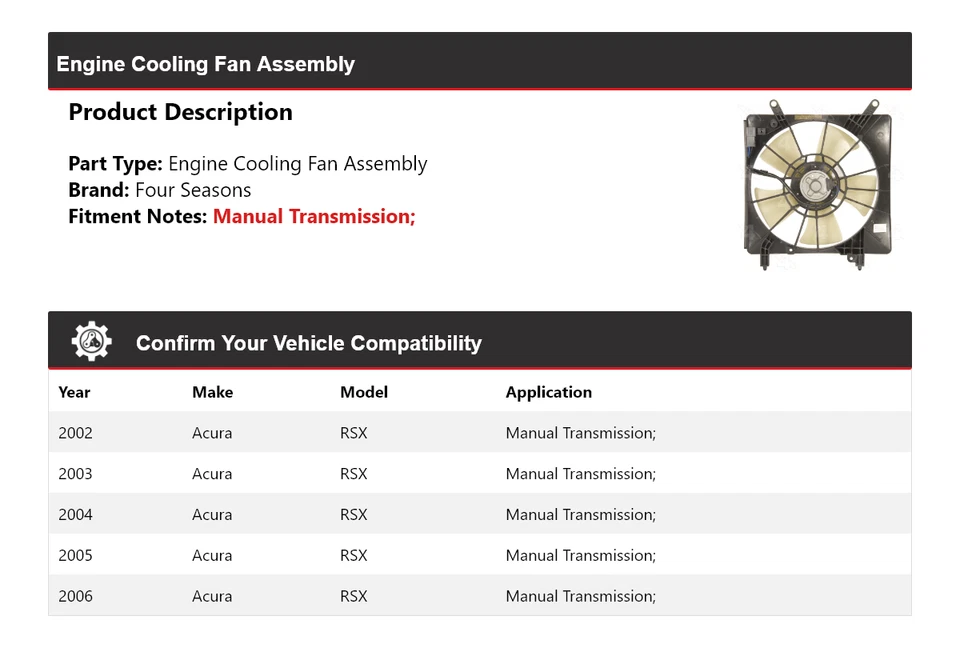 Para 2002-2006 Acura RSX conjunto de ventilador de refrigeração do motor 4 estações 2003 2004 2005 - Imagem 2 de 4