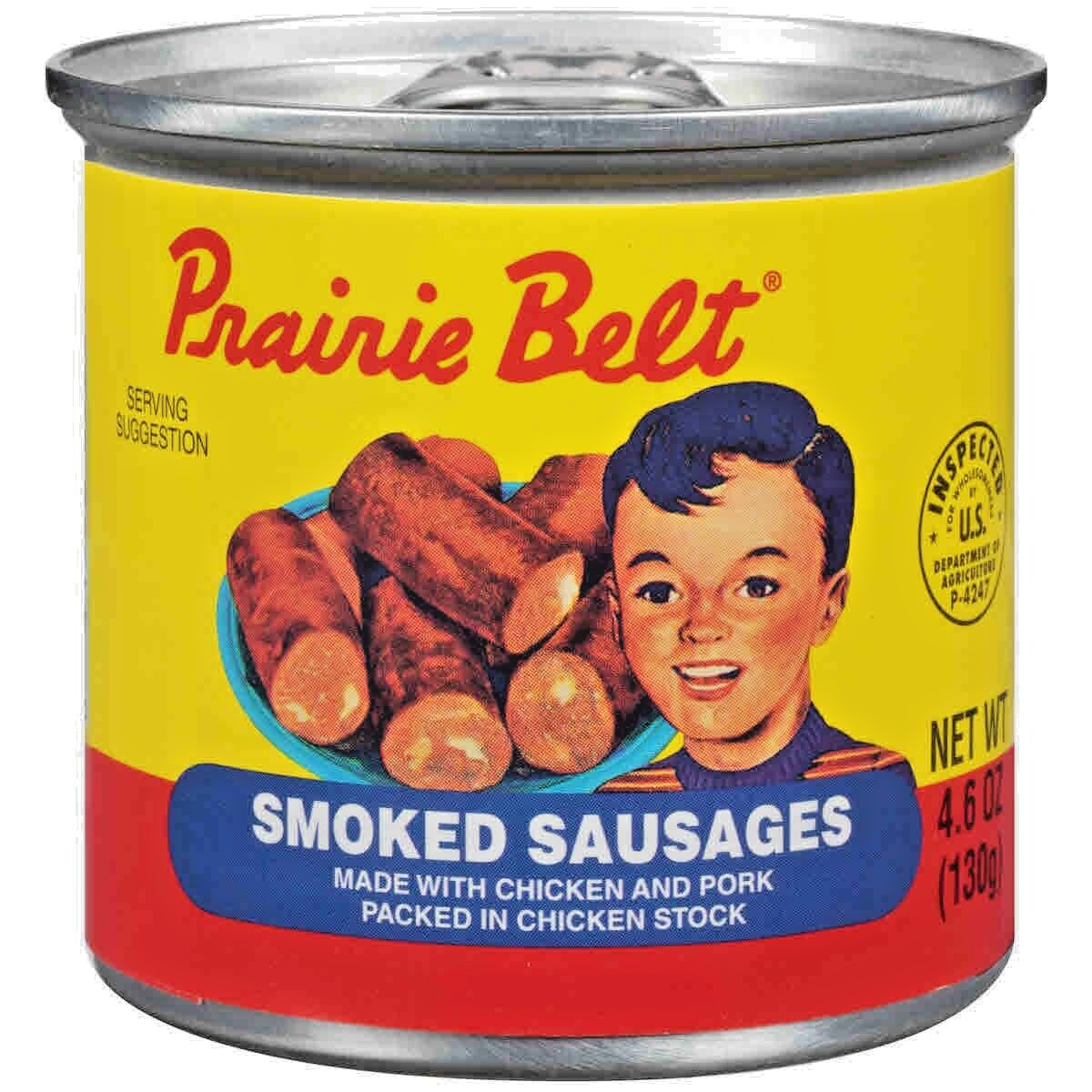 12 Cans Prairie Belt Smoked Sausages Chicken & Pork Vienna (4.6 oz each can)