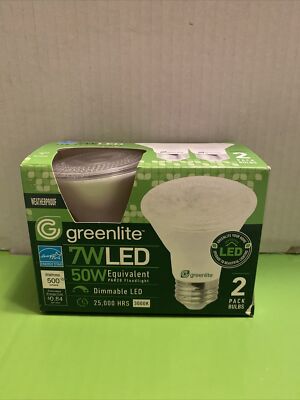 Greenlite 7W/LED/ PAR20 Flood Light Bulb 7W 3000K (X2 Per Pack)  LED Upgrade