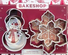 NEW The Bakeshop 4Pc Cookie Cutters Snowmen  Snowflakes