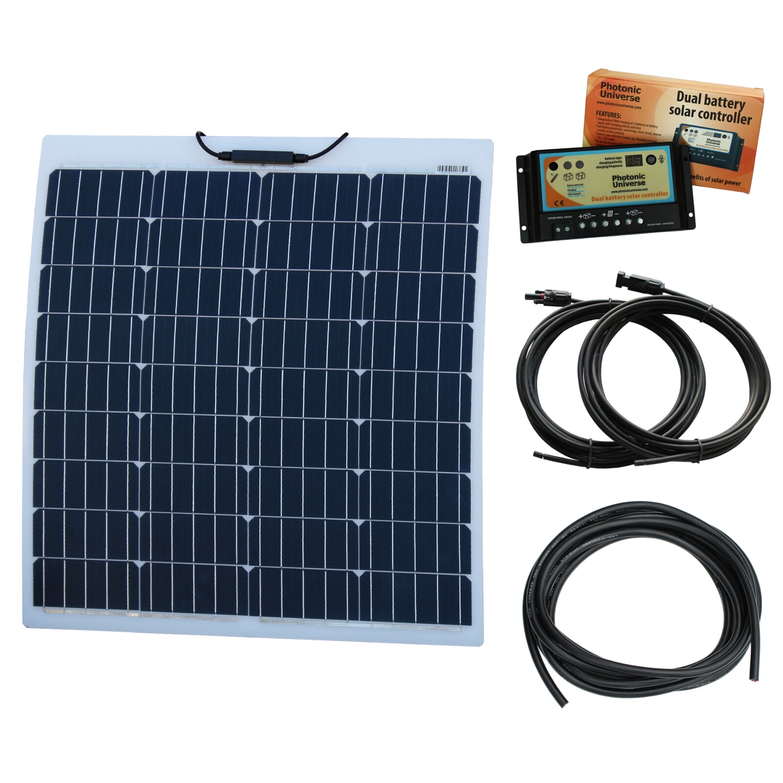 80W Semi-Flexible 12V Solar Kit – Dual Battery and Aluminium Reinforced Panel