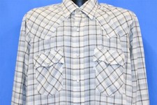 vintage 80s LEVIS BEIGE BROWN BLUE PLAID WESTERN YOKE PEARL SNAP COWBOY SHIRT XL