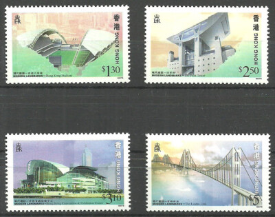 Hong Kong - Eröffnung der Lantau-Brücke Satz postfrisch 1997 Mi. 815-818