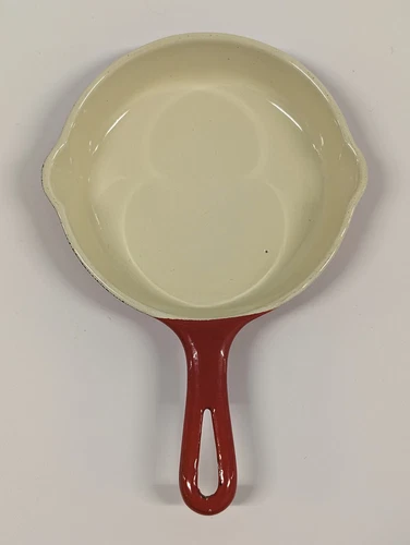 Griswold #0 Cast Iron Mini Skillet 562 Red and Cream Enamel