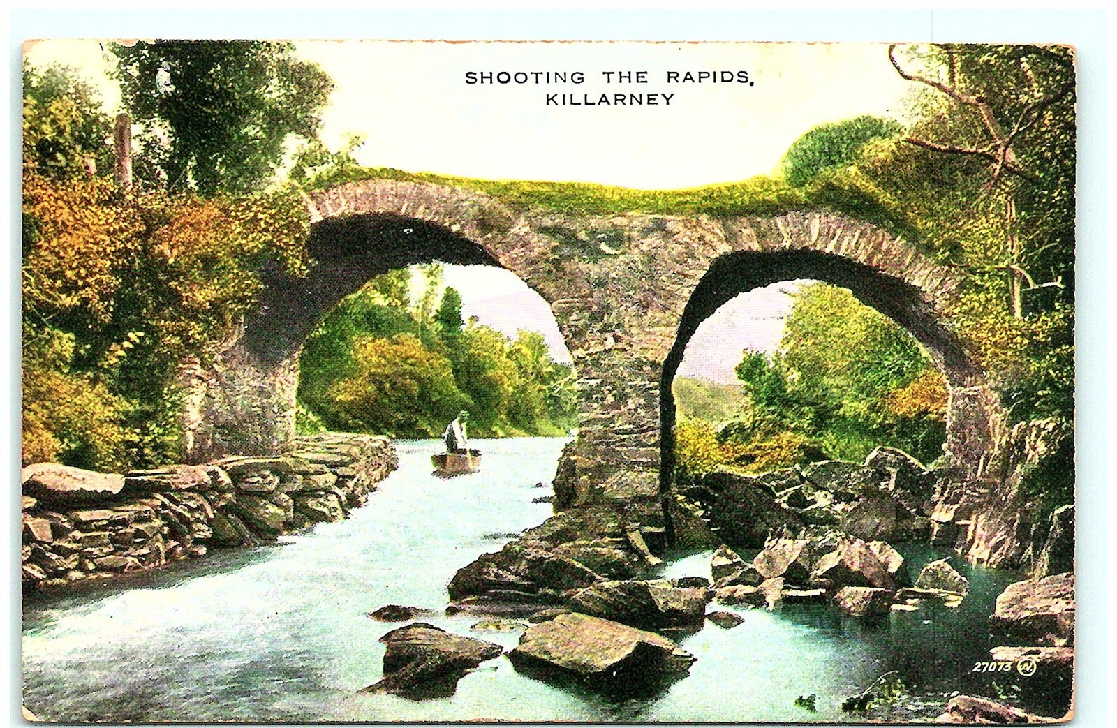 S02-3583, SHOOTING THE RAPIDS, KILLARNEY, VINTAGE POSTCARD