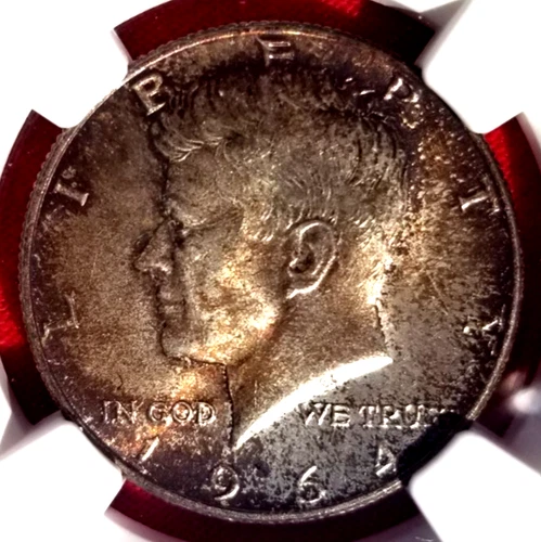 NGC MS-65 DEEPLY TONED ! 1964 KENNEDY HALF DOLLAR